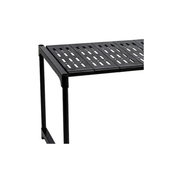 Suport cuptor microunde cu raft superior 57.5x26x31 cm, organizator bucatarie metalic, alb/negru