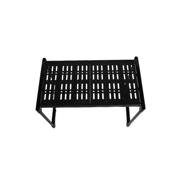 Suport cuptor microunde cu raft superior 57.5x26x31 cm, organizator bucatarie metalic, alb/negru