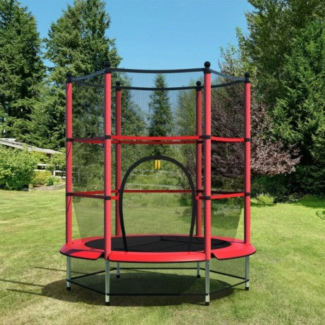 Trambulina cu plasa de protectie, metal + textil, 124x140 cm, 3 ani+