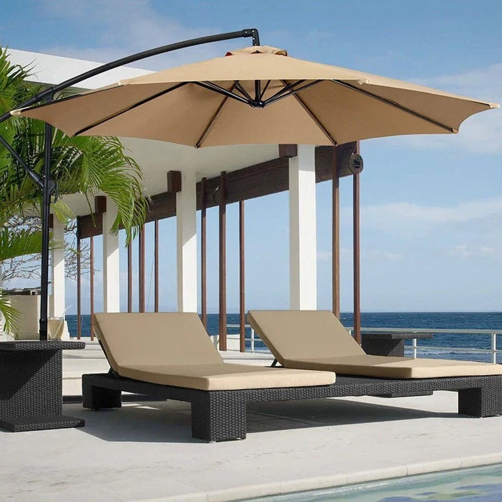 Umbrela de soare suspendata pentru gradina sau terasa, rotunda 3m X 2.5m X 2.3m, suport inclus