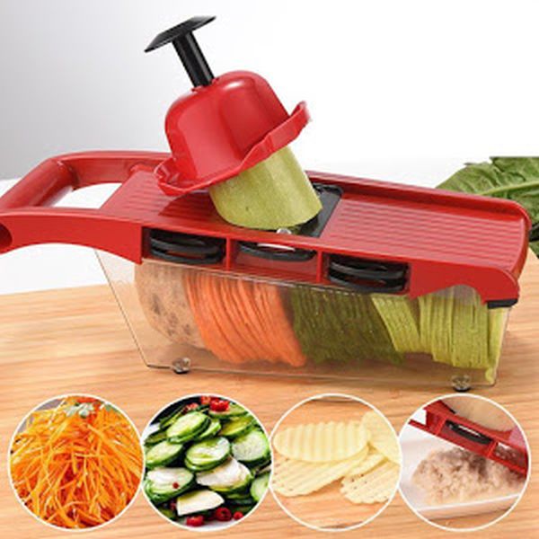 Razatoare 6 in 1 pentru Legume si Fructe – Lame Inox, Suport Protectie, Feliere & Julienne