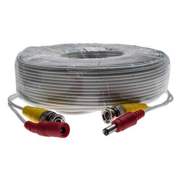 Cablu CCTV 30 metri, semnal video + alimentare 12V, cu conectori, 30m BNC cable - Tenq.ro