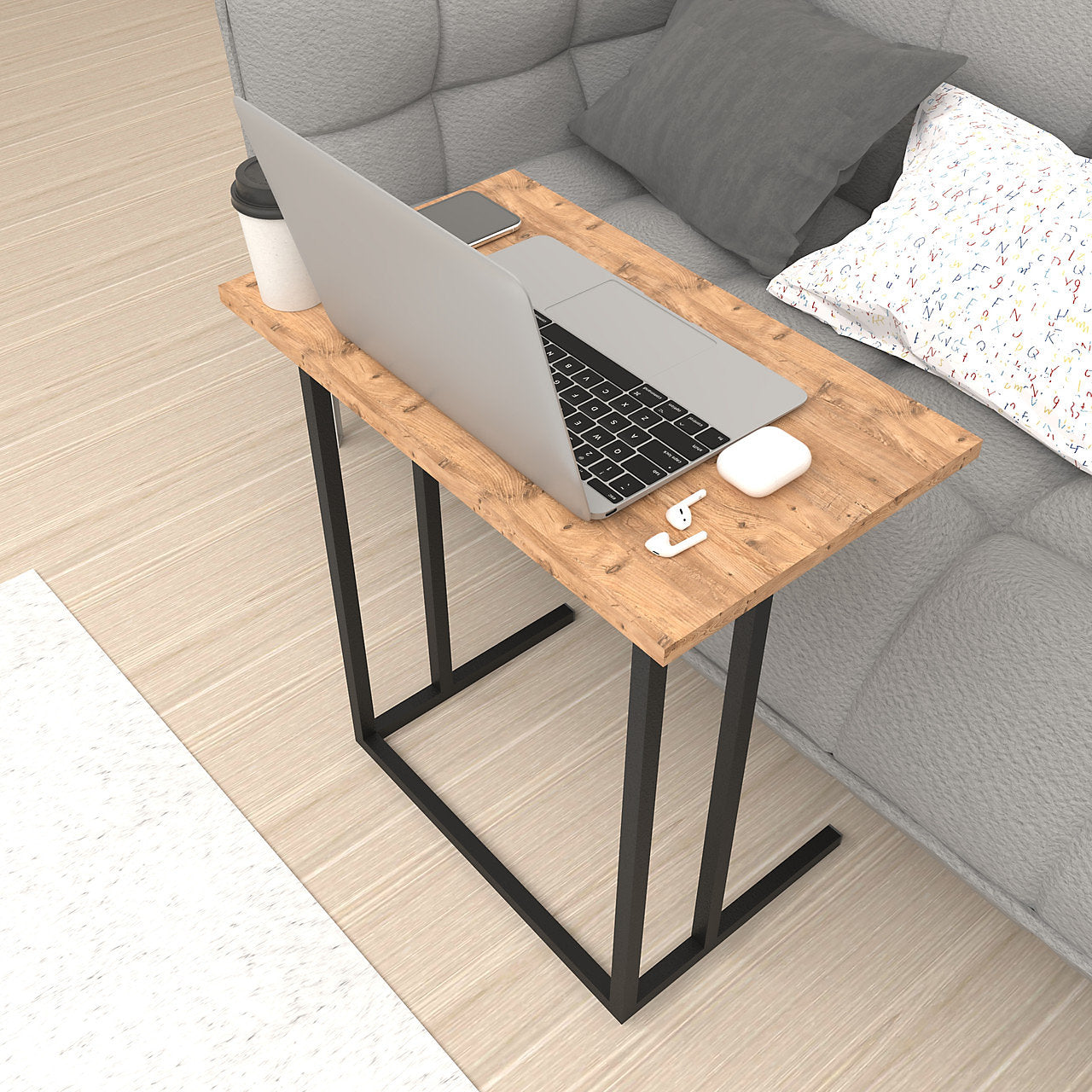 Măsuță multifuncțională din PAL 18 mm, stil scandinav, 44 x 30 cm, inalțime totală 64 cm