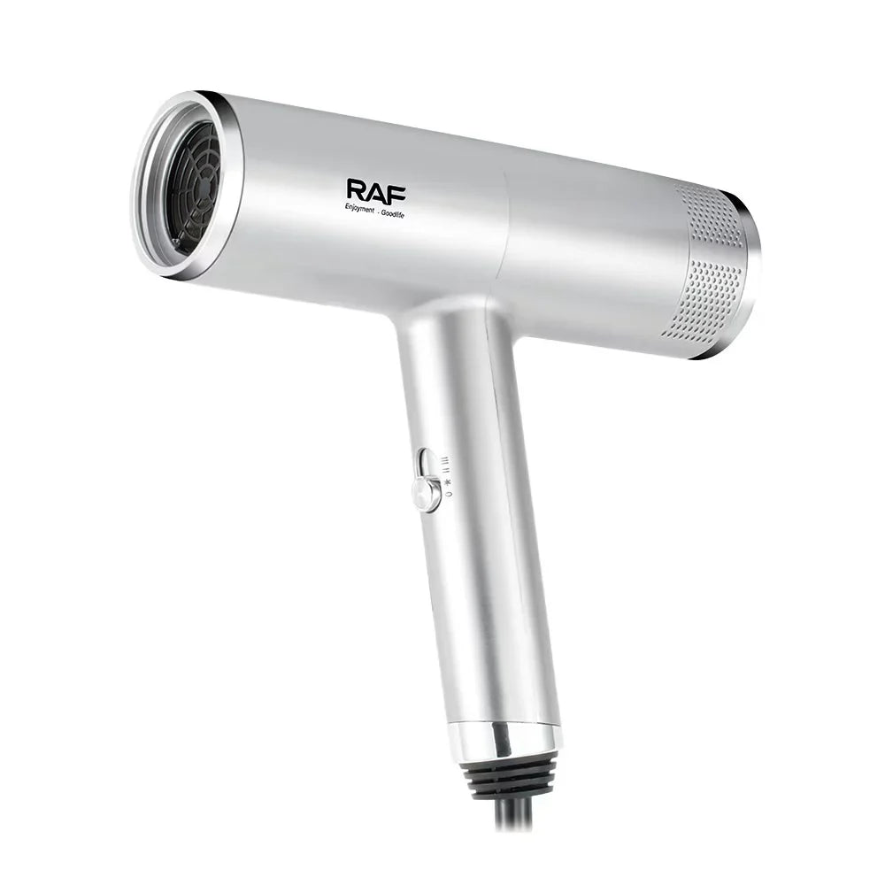 Uscator de par cu ioni negativi, RAF R474, 1600W, 2 viteze, buton de aer rece, 1 cap magnetic inclus, argintiu