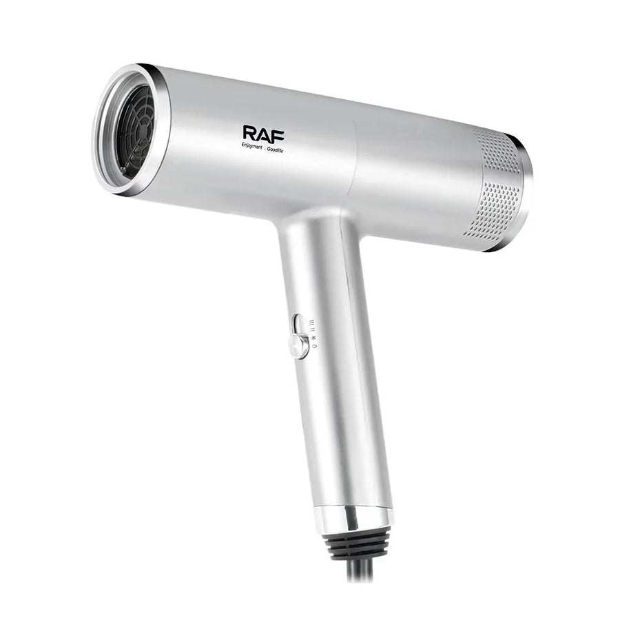 Uscator de par cu ioni negativi, RAF R474, 1600W, 2 viteze, buton de aer rece, 1 cap magnetic inclus, argintiu