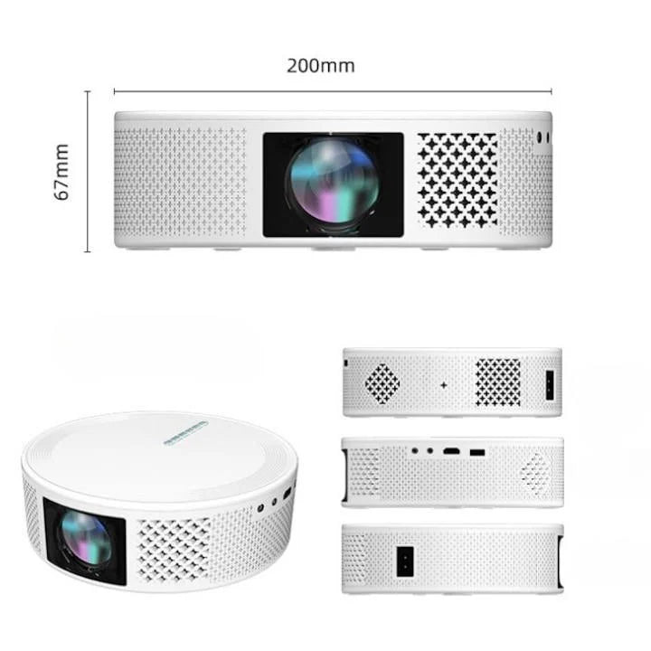 Video proiector Wireless Smartix T269 Full HD 1080p, Wi-Fi + BT 5.0 Dual Band, 25DB, Ecran mare de 200 inch, Alb