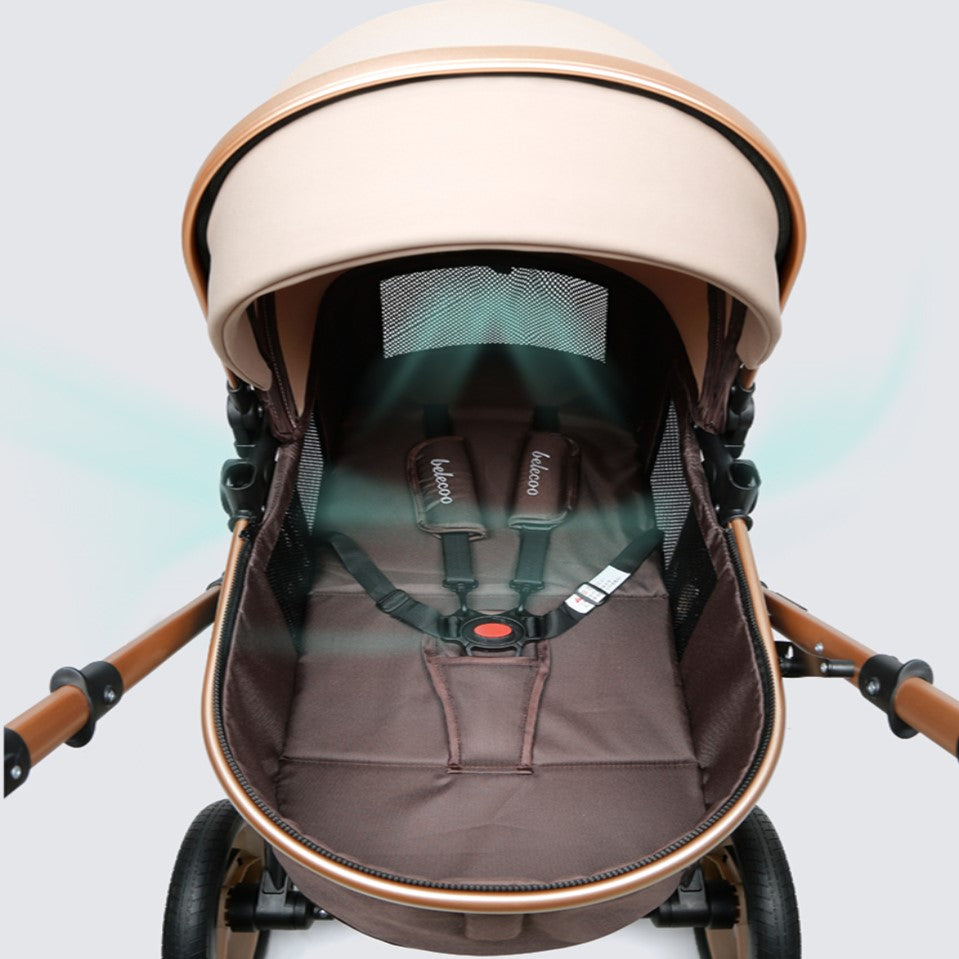 RESIGILAT  - Carucior 2 in 1 pentru copii, pliabil, cu suspensii, transformabil landou-sport, 0-36 luni, cos pentru accesorii